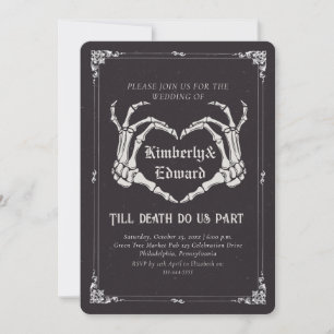 Gothic-Schädel-Hochzeit Retro-Hochzeitseinladung Einladung