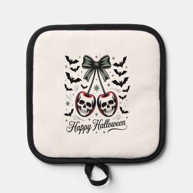 Gothic-Schädel-Kirsche-Halloween Topflappen (Vorderseite)