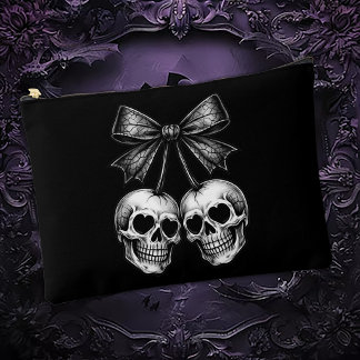 Gothic-Schädel-Kirschen-Schleife Zubehörtasche