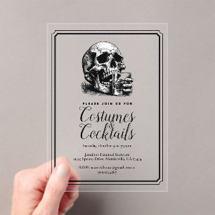 Gothic-Schädel-Kostüm-Cocktail-Halloween-Party Acryleinladungen