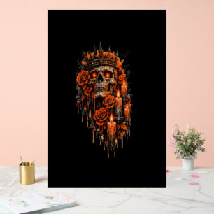 Gothic-Schädel-Krone Halloween-Dunkle Rosen Grusel Acrylschild