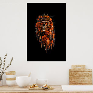 Gothic-Schädel-Krone Halloween-Dunkle Rosen Grusel Poster