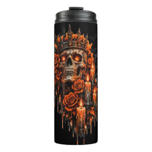 Gothic-Schädel-Krone Halloween-Dunkle Rosen Grusel Thermosbecher