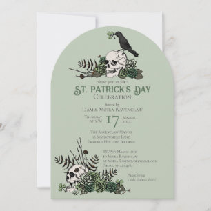 Gothic Schädel und Kleeblatt St. Patrick's Feier Einladung