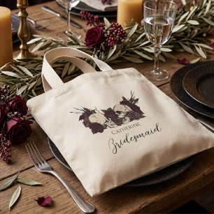 Gothic-Schädel- und Rosen-Brautjungfer Mini Stoffbeutel