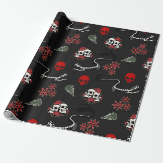 Gothic-Schädel und Rosen Halloween-Muster Geschenkpapier