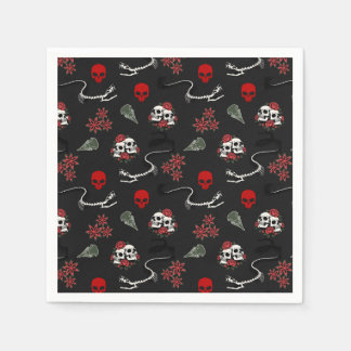 Gothic-Schädel und Rosen Halloween-Muster Serviette