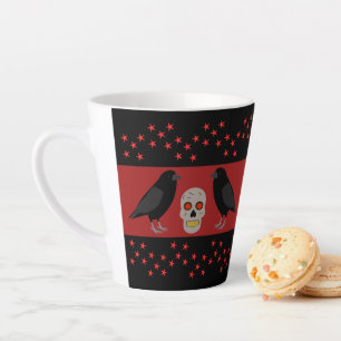 Gothic-Schädel und Wachraben Halloween Milchtasse