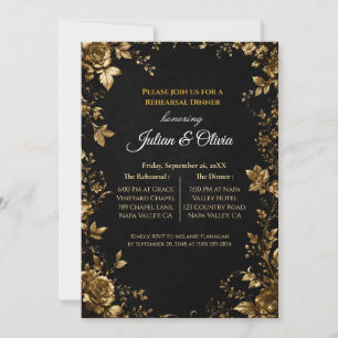 Gothic-Schwarz-Gold-Probeessen-Einladung Einladung