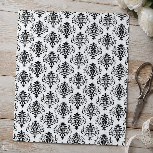 Gothic Schwarz-Weiß-Damask-Schabblonenpapier