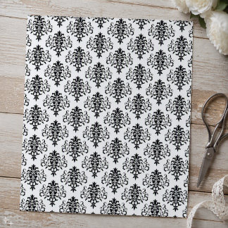 Gothic Schwarz-Weiß-Damask-Schabblonenpapier