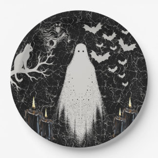 Gothic Schwarz Weiß Gespenst Halloween Pappteller