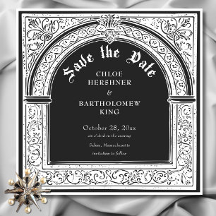 Gothic Schwarz-weiß Mittelalter bis Totenhochzeit Save The Date