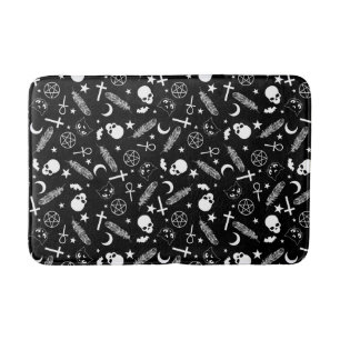 Gothic Schwarz-weiß Skull Cross Muster Badematte