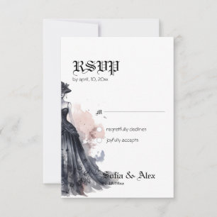Gothic schwarze Hochzeitsantwortkarte RSVP Karte