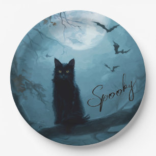 Gothic Schwarze Katze Gruselig Halloween Pappteller