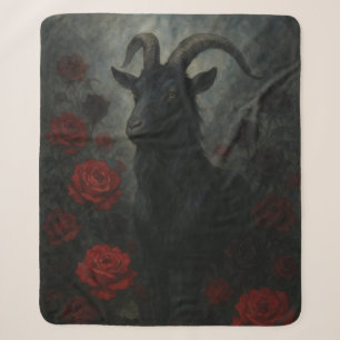 Gothic Schwarze Ziege mit roten Rosen Dark Art Sherpadecke