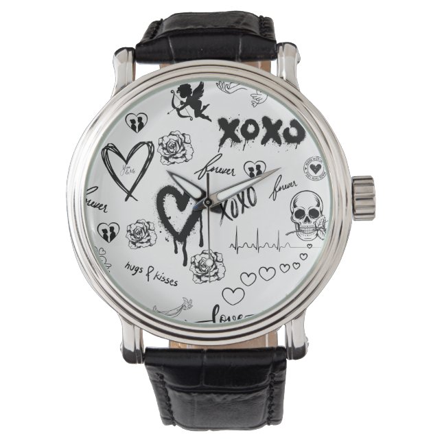 Gothic Seamless Pattern Armbanduhr (Vorderseite)