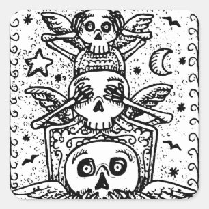 GOTHIC SEE NO EVIL, FRIEDHOF SKELETT STICKER Quad