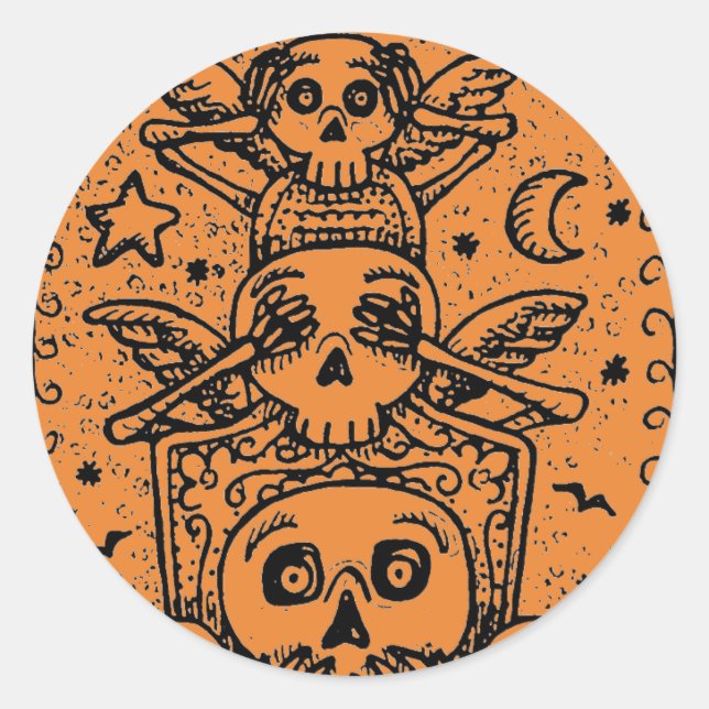 GOTHIC SEHEN KEINE BEWEISE, FRIEDHOF SKELETON STIC RUNDER AUFKLEBER (Vorderseite)