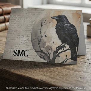Gothic Sepia Dark Academia Rabe Dankeskarte