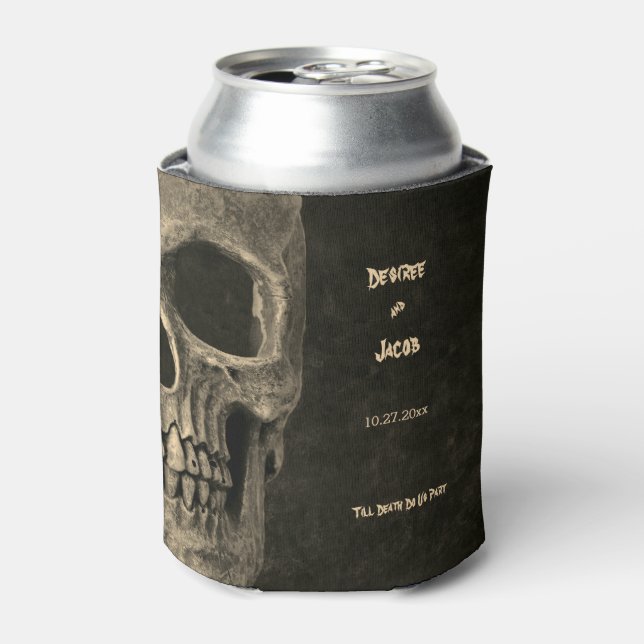 Gothic Sepia Half Skull Head Vintag Hallowing Dosenkühler (Kanne Vorderseite)