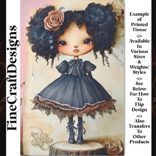 Gothic Shabby Chic Puppe, gemischtrassig AU5 Decou Seidenpapier