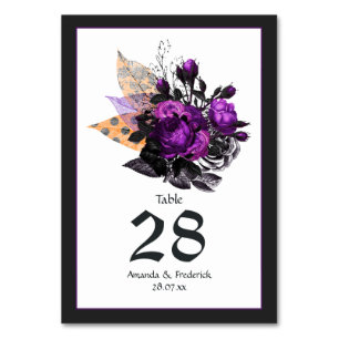 Gothic Shabby-Chic Schwarz, Violett und Orange Hoc Tischnummer