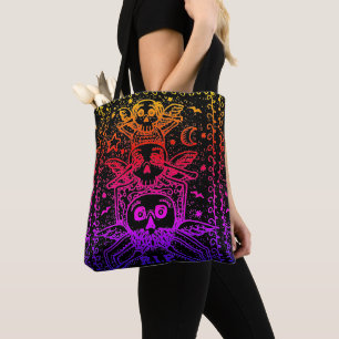GOTHIC SIEHE KEINEN EVIL FRIEDHOF SKELETON TOTE BA TASCHE