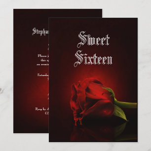 Gothic Single Rote Rose Sweet 16 Einladung