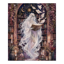 Gothic Skeletal Geist Bibliotheksplakat Dark Acade