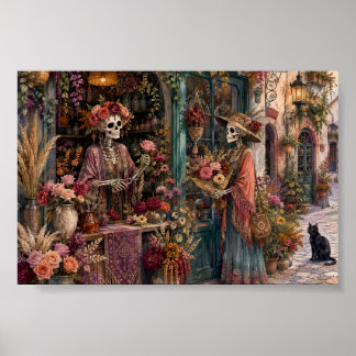 Gothic Skeleton Blumenladen Whimsigoth Florist Kun Poster
