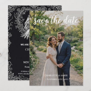 Gothic Skeleton Braut Foto Halloween Save the Date