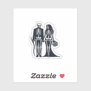 Gothic Skeleton Bride & Groom - Bis zum Tod tun wi Aufkleber