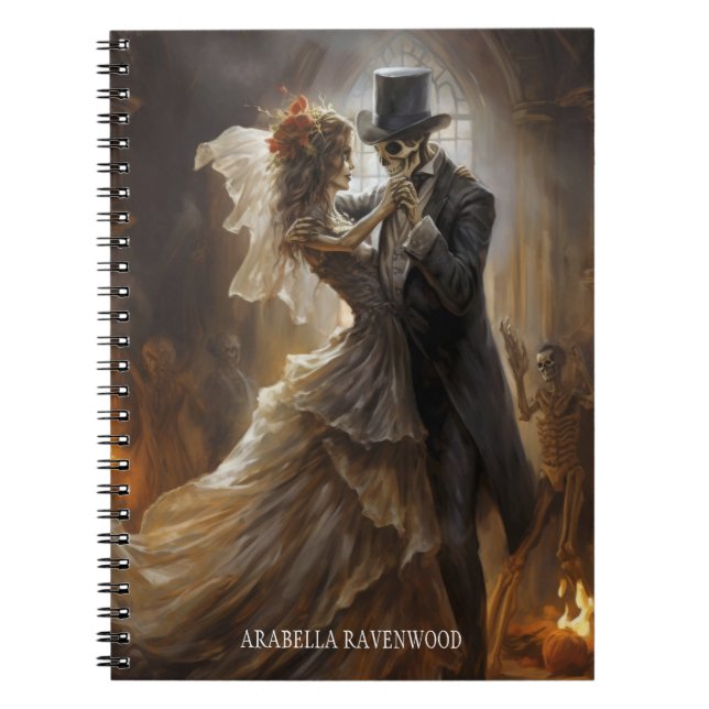 Gothic Skeleton Bride Groom Halloween Horror Notizblock (Vorderseite)