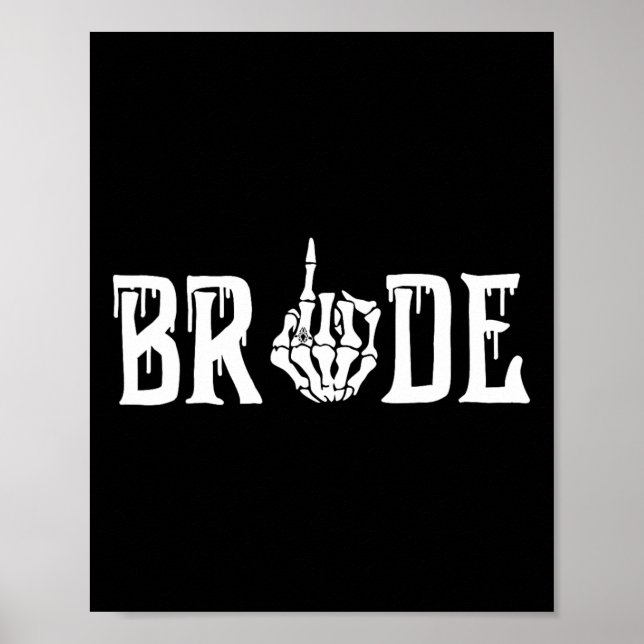 Gothic Skeleton Bride Wedding Just Married Spooky Poster (Vorne)