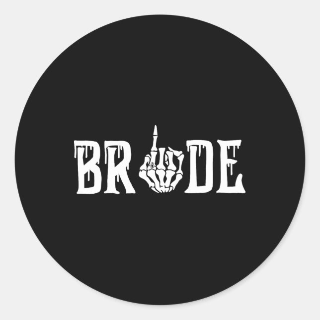 Gothic Skeleton Bride Wedding Just Married Spooky Runder Aufkleber (Vorderseite)