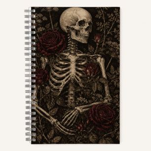 Gothic Skeleton Burgunderrose viktorianische Botan Notizbuch