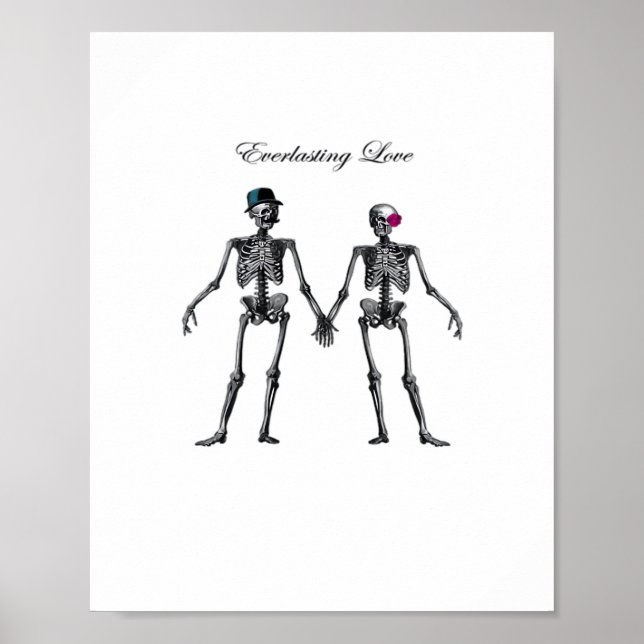 Gothic Skeleton Couple (weiß) Classic Poster (Vorne)