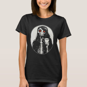 Gothic Skeleton Frauen mit rotem Herz Augen und Ko T-Shirt