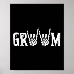 Gothic Skeleton Groom Wedding Just Married Spooky Poster