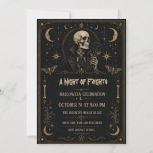 Gothic-Skeleton-Halloween-Party 'Nacht der Ängste' Einladung