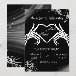 Gothic Skeleton-Hand Hochzeit Bis Dass Der Tod Uns Einladung