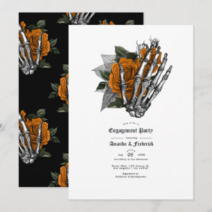 Gothic Skeleton Hand und Rosen Verlobungsfeier Einladung