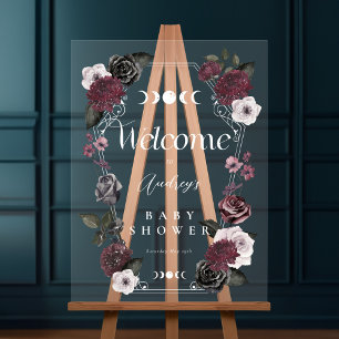 Gothic Skeleton Hands Heart Baby Dusche Willkommen Acrylschild