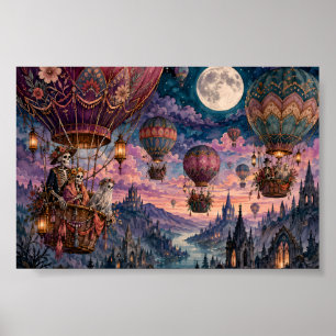 Gothic Skeleton Heißluftballon Whimsigoth-Schloss Poster