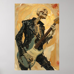 Gothic Skeleton in Black Leather Jacket Poster