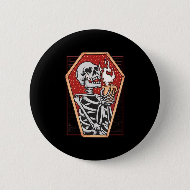Gothic Skeleton in Coffin Mall Goth Halloween Aest Button (Vorderseite)