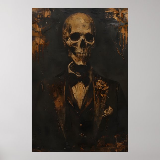Gothic Skeleton in Tuxedo Art Printable Victorian Poster (Vorne)