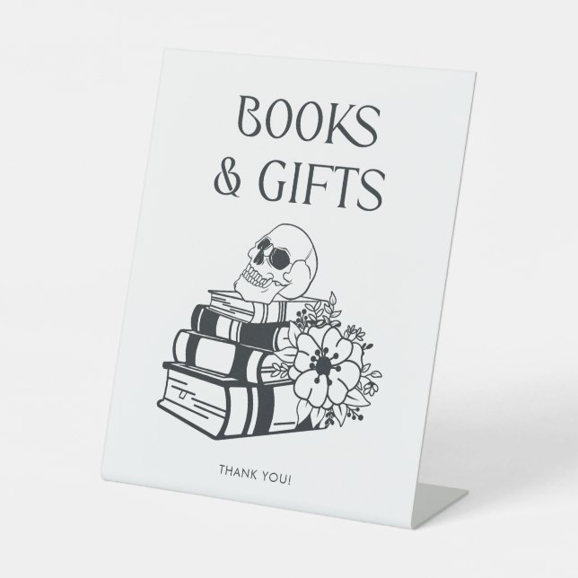 Gothic Skeleton Kinderdusche Bücher und Geschenke  Sockelschild (Vorderseite)